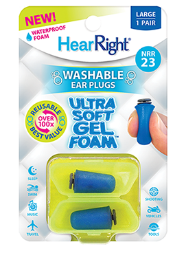 HearRight Ultra-Soft Gel-Foam Ear Plugs size large in box