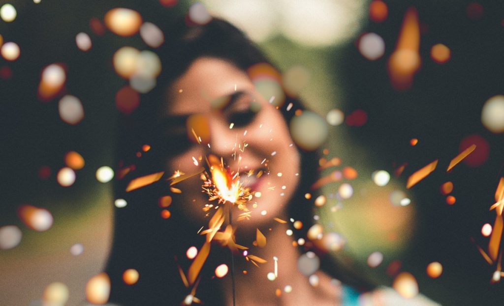 woman with sparkler