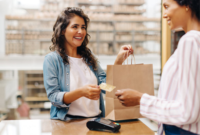 Woman in store making a purchase