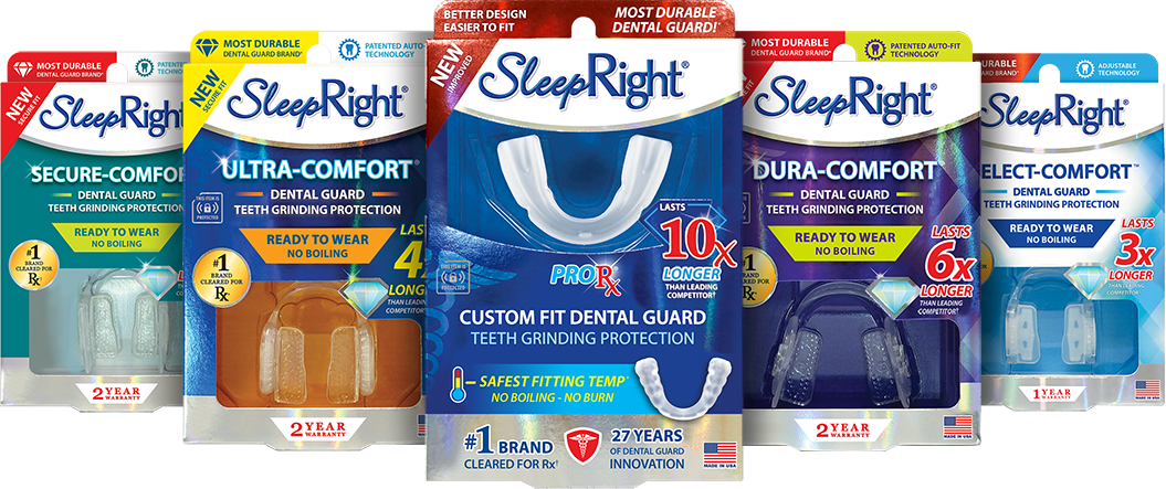 Five SleepRight mouth dental guards